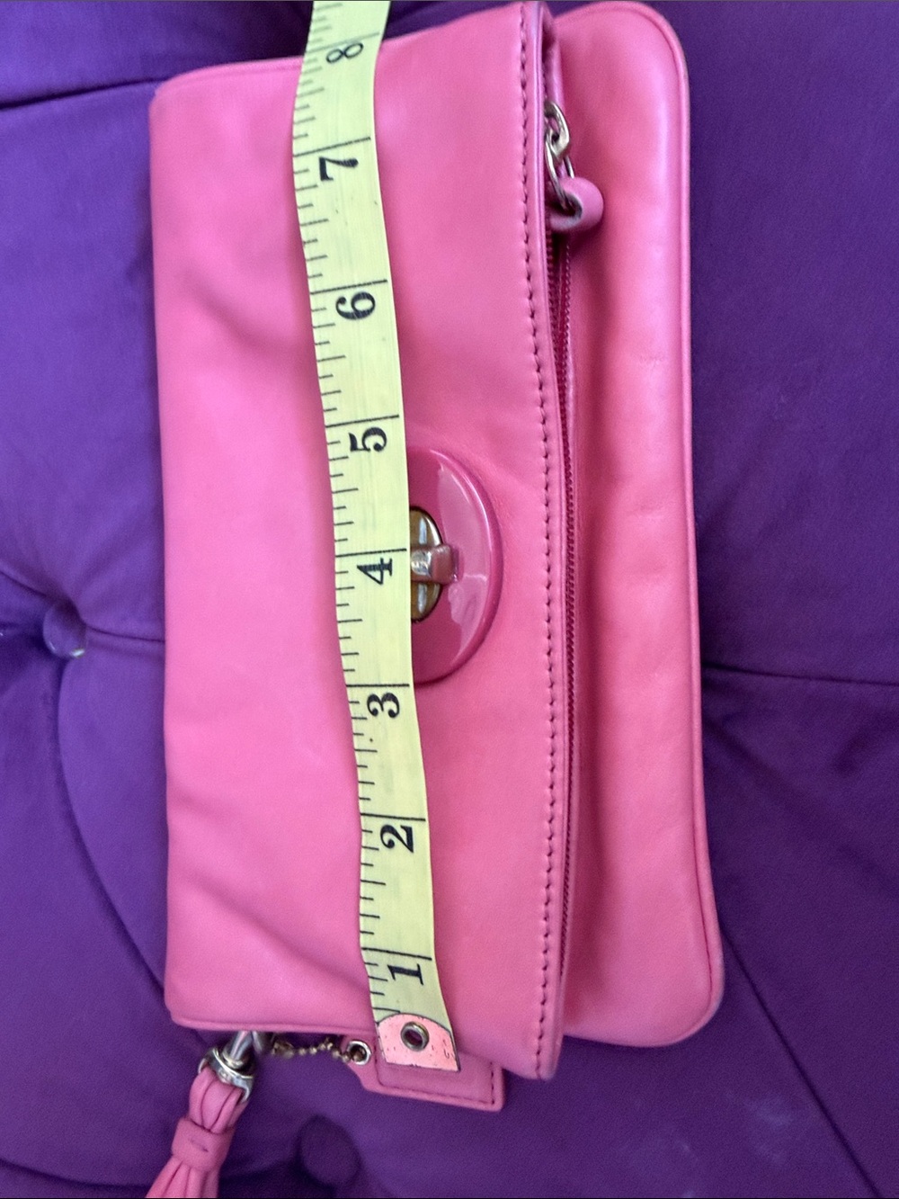 Coach Coral Pink Leather Wristlet Clutch - Picture 7 of 13